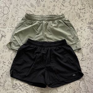 ALO Yoga Black and Sage Green Shorts